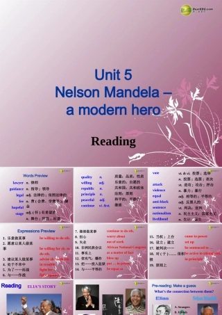 高中英语 Unit 5 Nelson Mandela  Reading课件 新人教版必修1 课件