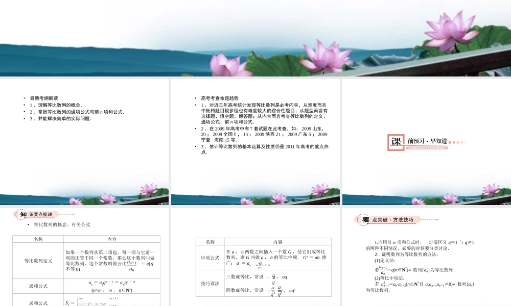 高考数学总复习 3.3等比数列课件 文 新人教版B版 课件