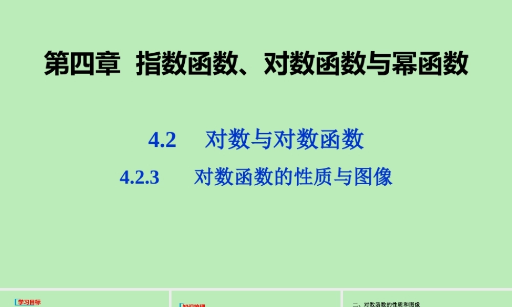 高中数学 第四章 指数函数、对数函数与幂函数 423 对数函数的性质与图像课件 新人教B版必修第二册 课件