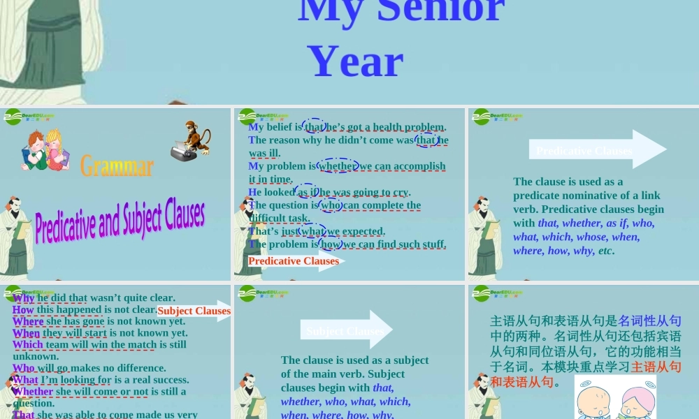 高中英语 odule 2(Highlights of my senior Year-Grammar)课件 外研版选修7 课件