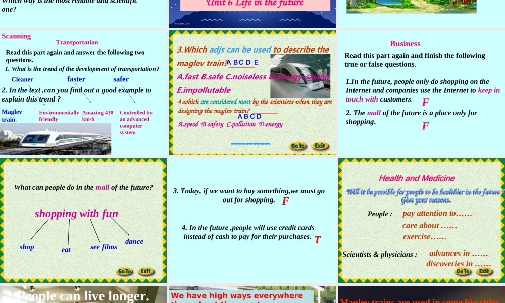 高二英语Unit6 Life in the future课件一 课件