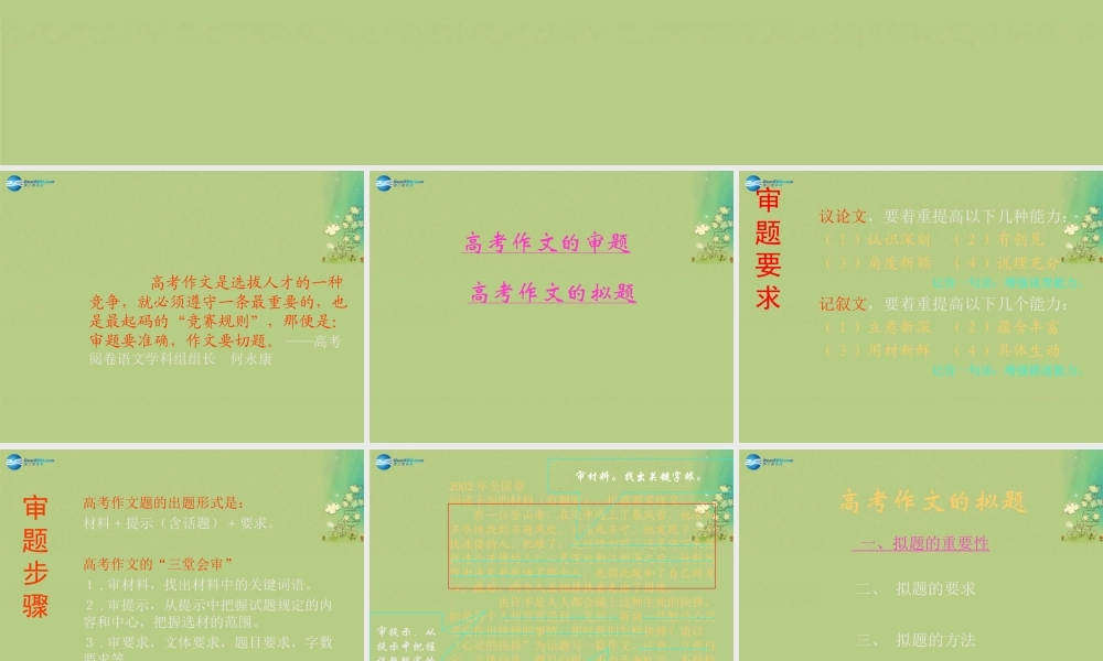 高考语文 作文的审题与拟题课件