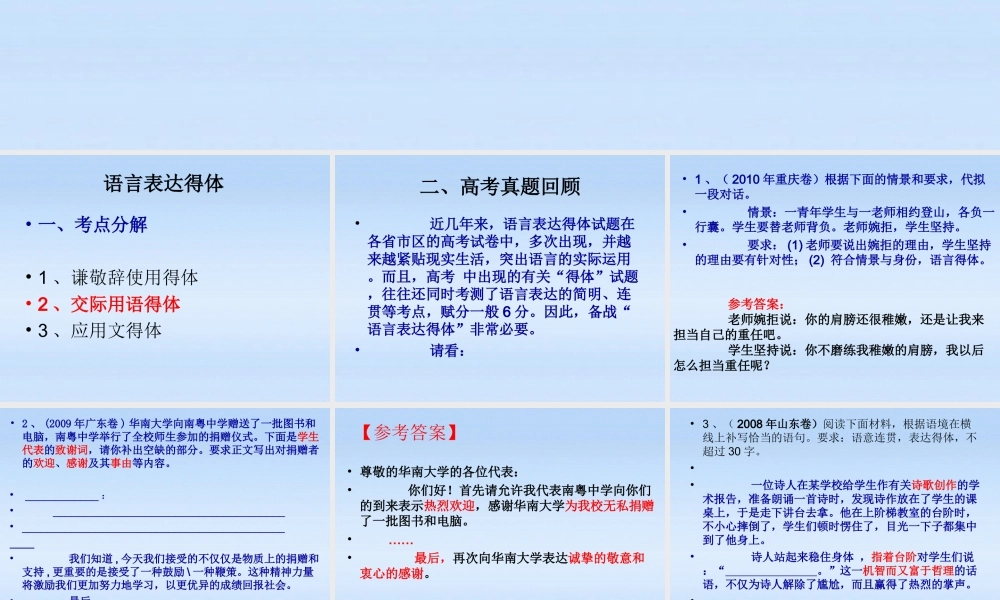 高中语文 (语言表达的得体)优秀课件 人教版 课件