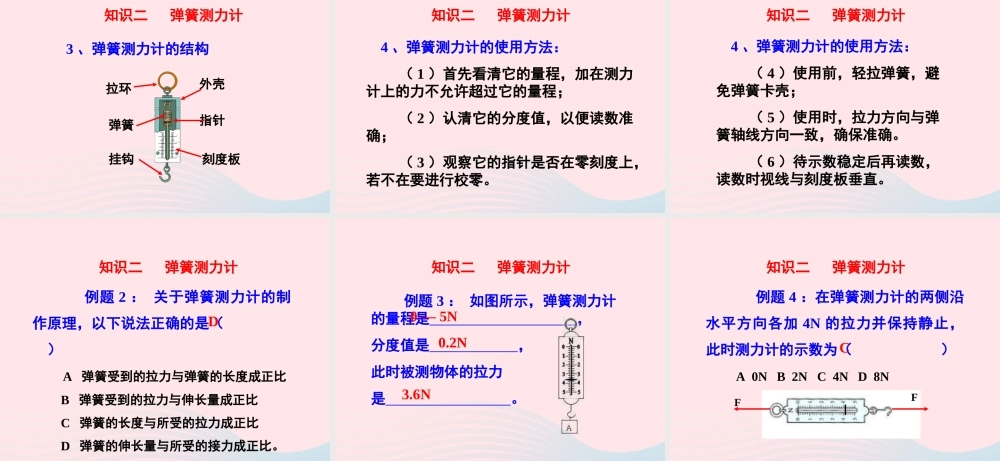 春八年级物理下册 7.3弹力 弹簧测力计课件1 (新版)教科版 课件