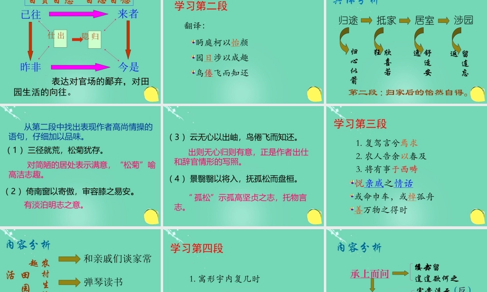 高中语文第二单元4归去来兮辞并序课件新人教版必修5 课件