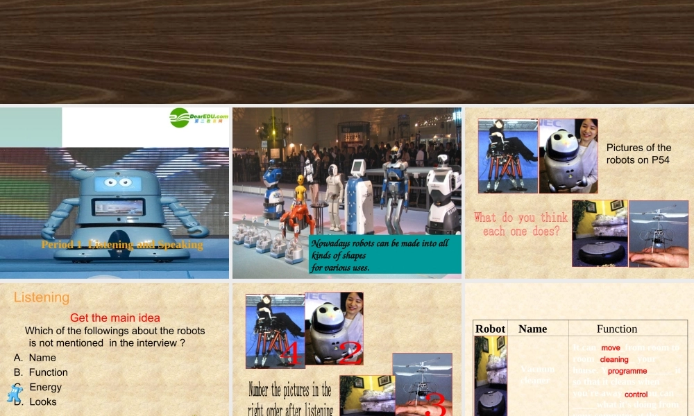 高中英语 Unit 2Robots 第一课时 听说课课件 新人教版选修7 课件