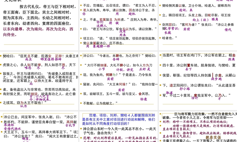 高中语文鸿门宴课件2 苏教版 必修3 课件