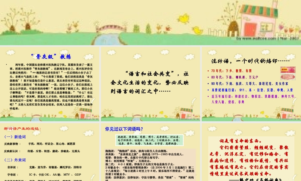 高中语文 (新词新语与流行文化)课件1 新人教版必修1 课件