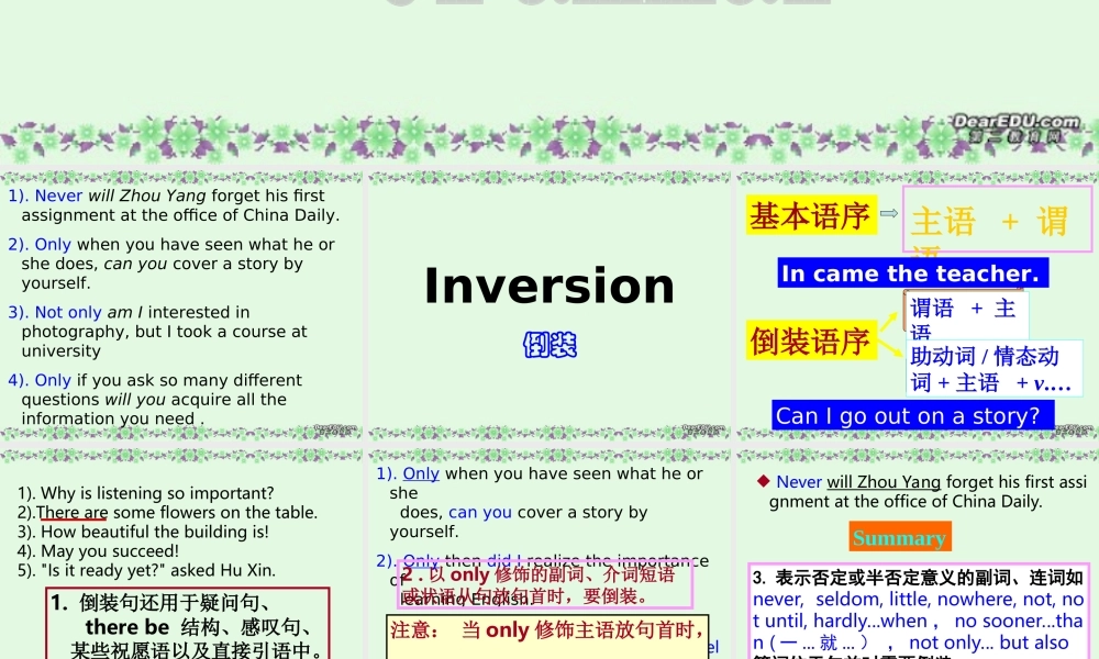 高二英语Inversion Unit4课件