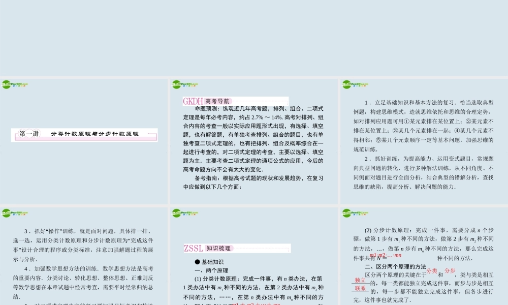 高考数学一轮复习 第十讲 排列、组合 多项式定理课件 新人教版 课件