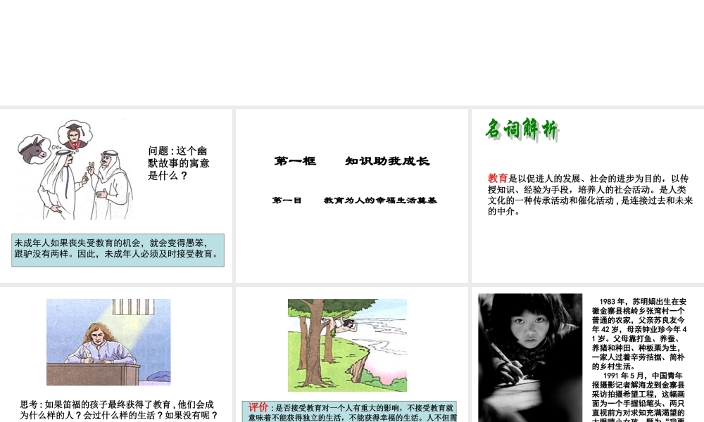 江苏地区八年级政治 知识助我成长课件