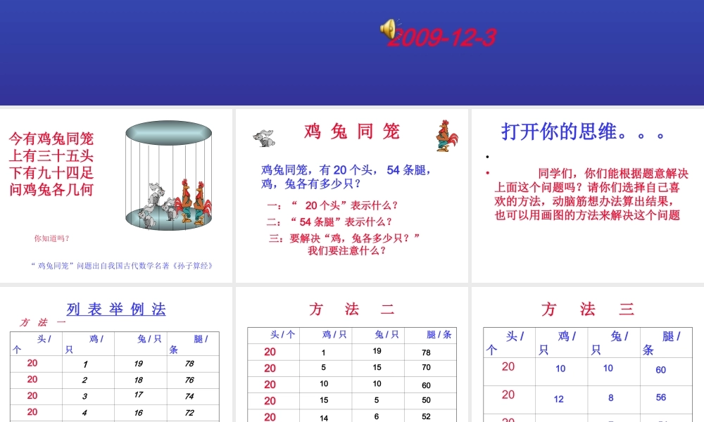 鸡兔同笼五(上)