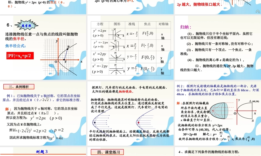 高中数学 242抛物线的几何性质课件