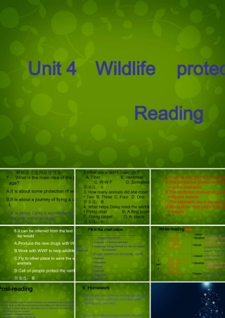 高中英语 Unit 4 Wildlife protection reading课件1 新人教版必修2 课件