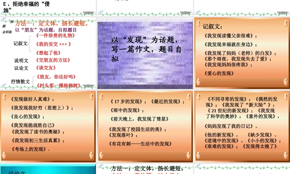 话题作文的拟题 新课标 人教版 课件