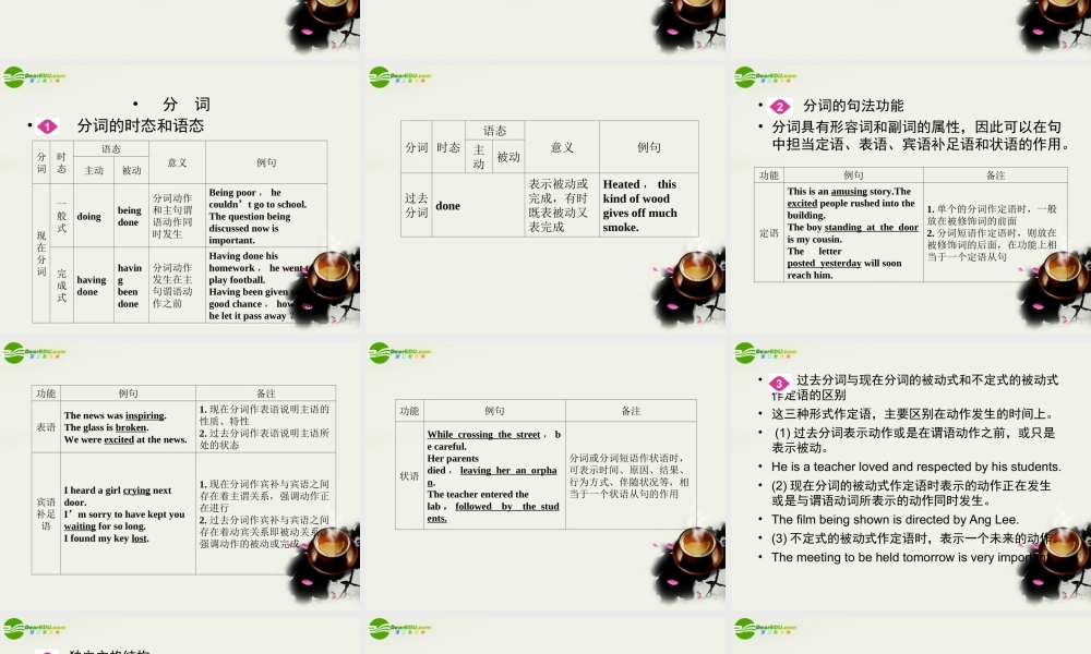 高中英语 语法复习课件1 非谓语动词复习课件 新人教版必修5 课件