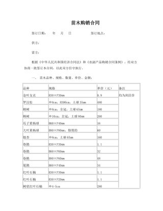 合同范本(苗木合同)