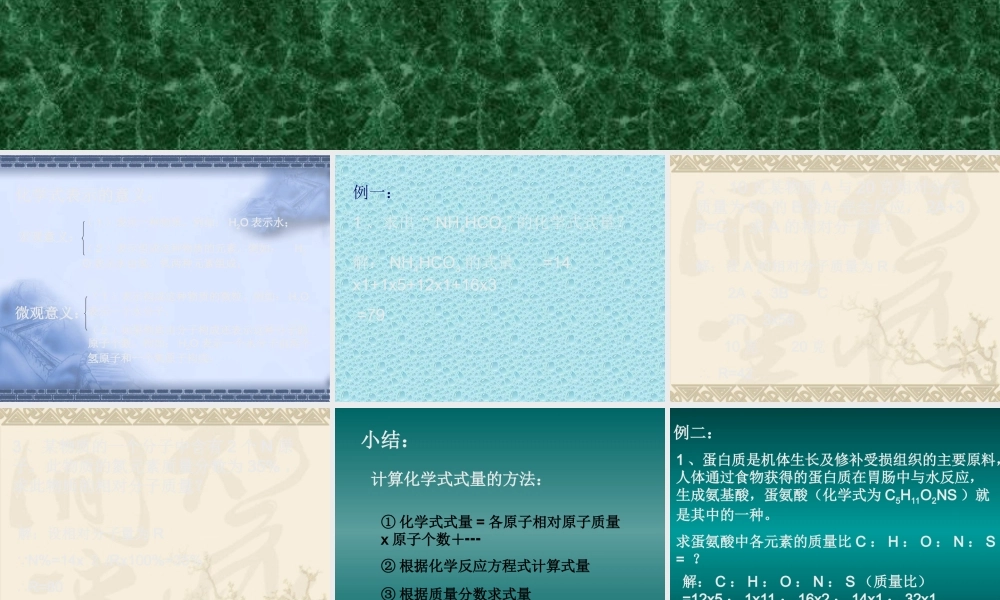 浙江省中考复习之化学用语复习 根据化学式计算 浙教版 试题