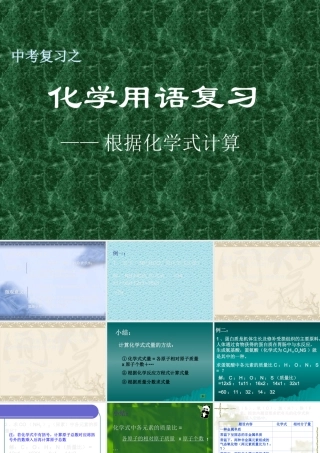 浙江省中考复习之化学用语复习 根据化学式计算 浙教版 试题