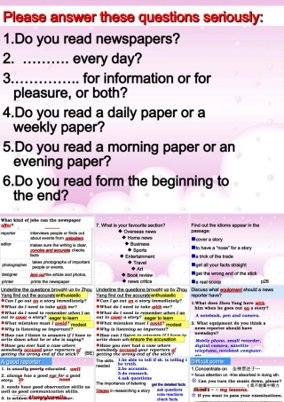 高中英语Unit4 Making the news-period4课件 新课标 人教版 必修5 课件