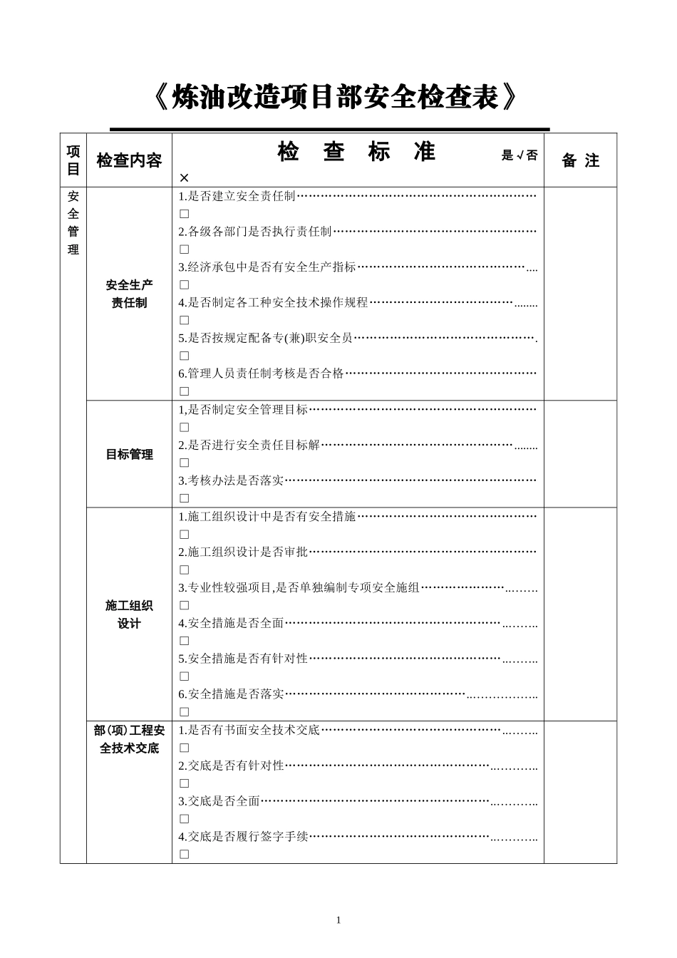 建筑施工现场安全检查表(全)_第1页