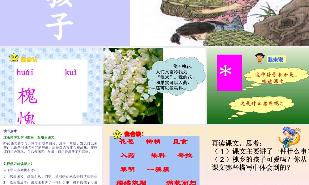 人教版小学语文三年级上册《槐乡的孩子》PPT课件