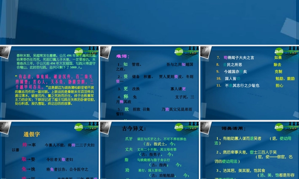 高中语文 (勾践灭吴)课件  新人教版必修1 课件