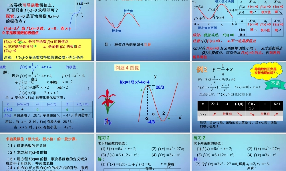 高中数学 3.3.2函数的极值与导数课件 新人教A版选修1 1 课件