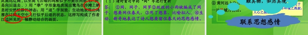 语文高考 咬文嚼字运用——古代诗歌鉴赏点拨之炼字课件 新人教版 课件