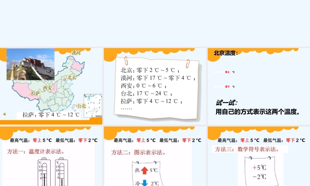 小学数学北师大2011课标版四年级《温度》