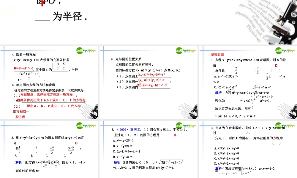 高考数学总复习 9.3 圆的方程课件