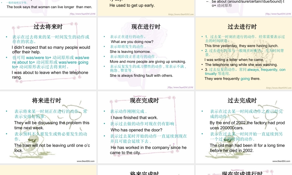 高中英语语法总结课件 动词时态 新课标 人教版 课件