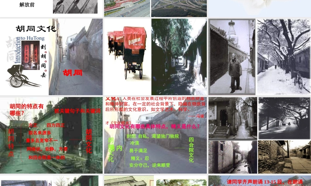 高一语文胡同文化 人教版 课件