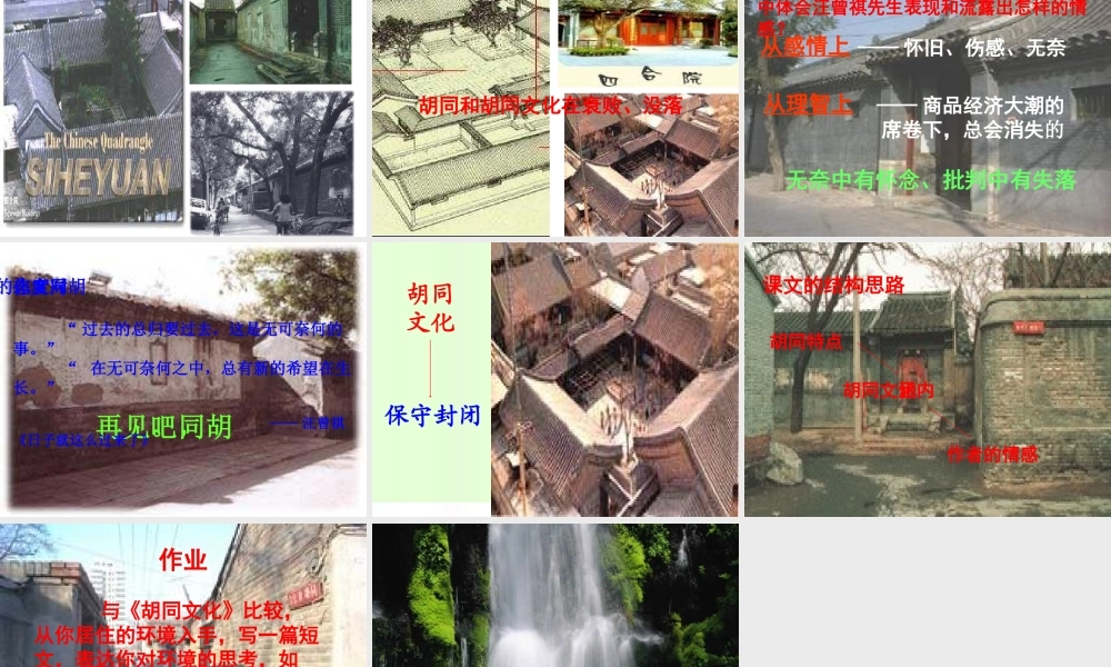 高一语文胡同文化 人教版 课件