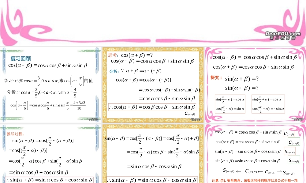 高一数学两角和与差的正弦余弦公式 课件