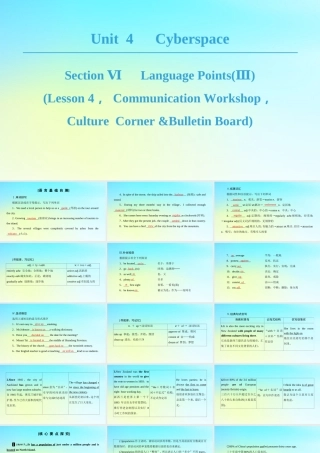高中英语 Unit 4 Cyberspace Section Ⅵ Language PointsⅢLesson 4，Communication Workshop，Culture Corner Bulletin Board课件 北师大版必修2 课件