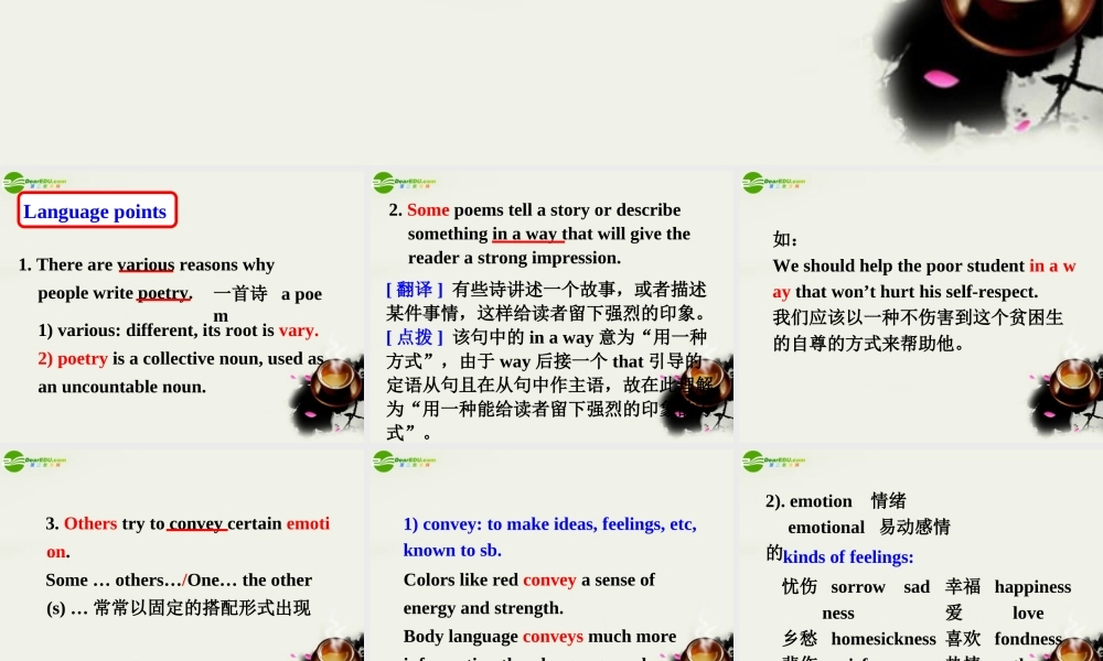 高中英语 Language points2课件 新人教版选修6 课件