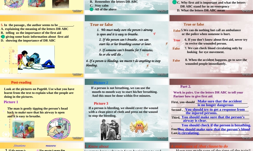 高二英语Unit8 First Aid reading 人教版 课件