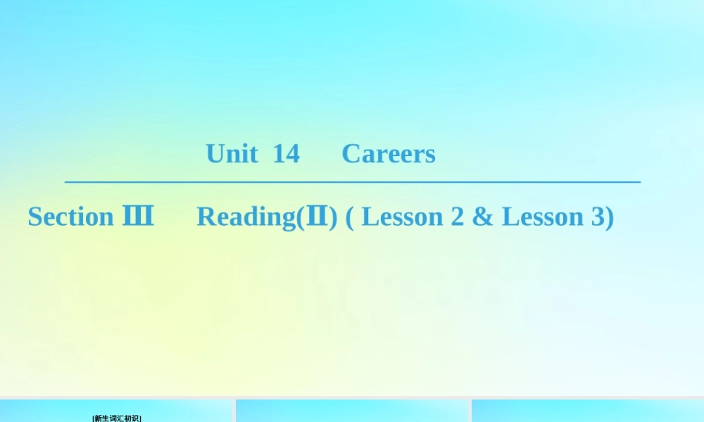 高中英语 Unit 14 Careers Section Ⅲ ReadingⅡ  Lesson 2  Lesson 3课件 北师大版必修5 课件