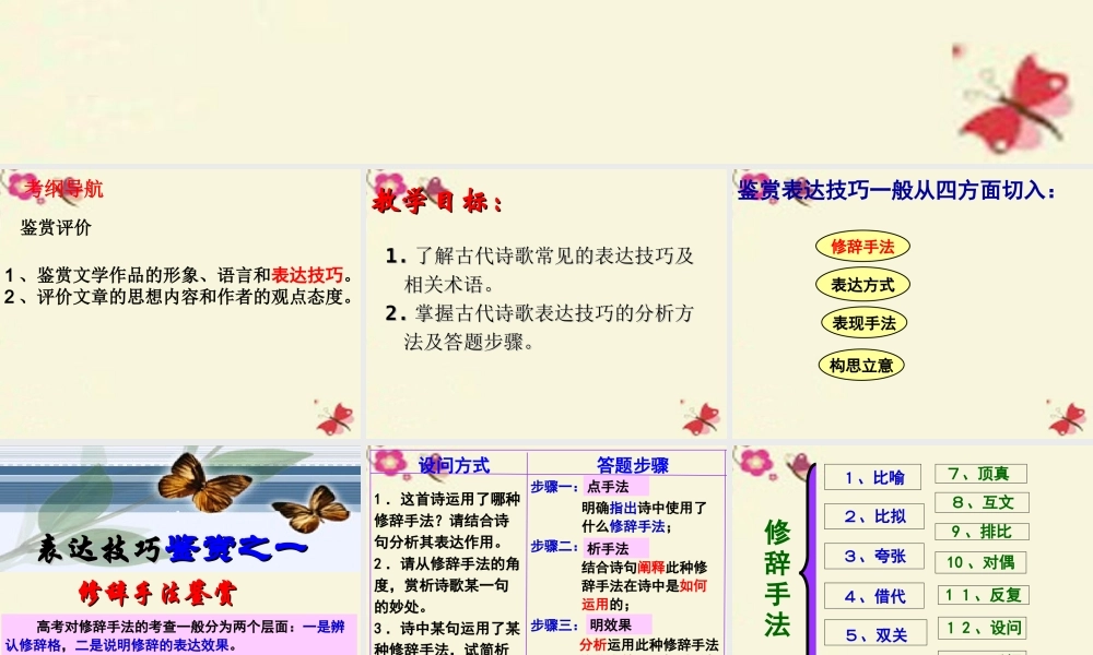 高考语文二轮复习鉴赏诗歌的表达技巧 试题