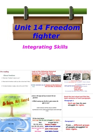 高二英语Unit14 Integrating Skills 人教版 课件