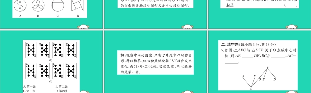 版八年级数学下册 第三章 图形的平移与旋转 3.3 中心对称训练课件 (新版)北师大版 课件