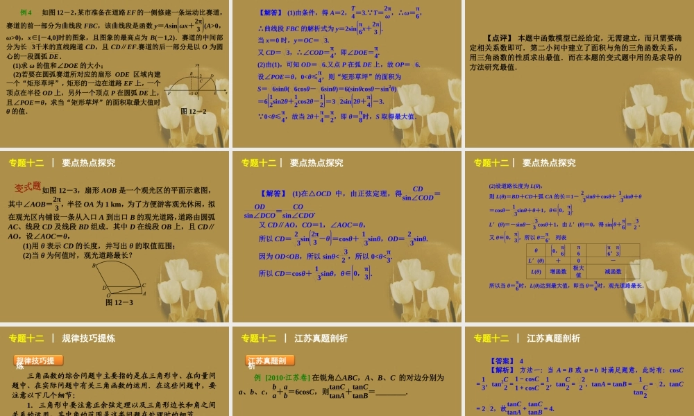 江苏省高考数学二轮复习 专题12 三角函数的综合问题精品课件