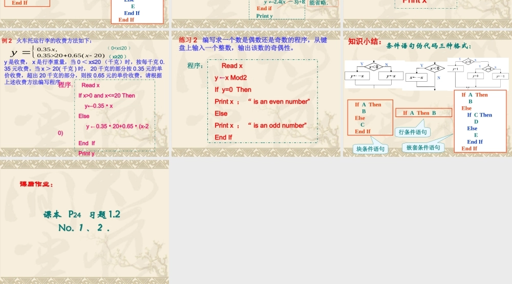 高中数学基本算法语句 条件语句2课件苏教版必修三 课件