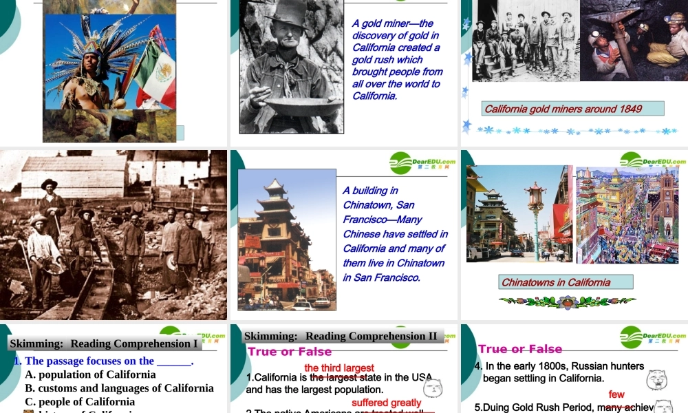 高中英语Unit1A land of diversity California教学课件人教版选修8 课件