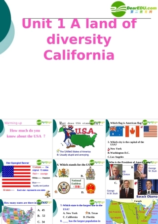 高中英语Unit1A land of diversity California教学课件人教版选修8 课件