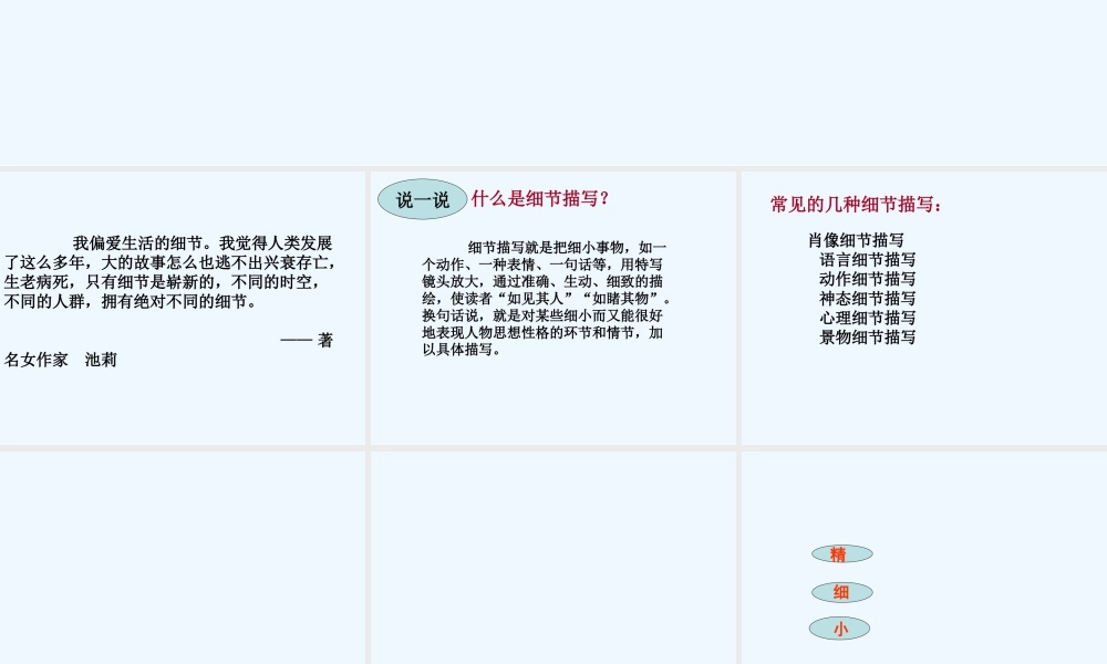 (部编)初中语文人教2011课标版七年级下册让细节丰富你的文章——作文细节描写指导