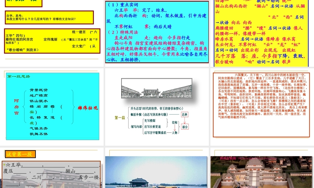 高中语文：(阿房宫赋)(苏教版必修2)课件之一 课件