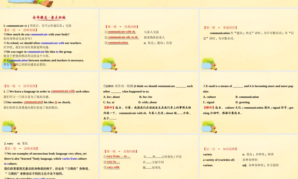 高中英语 Module 3 Body Language and Non verbal Communication Period 2 Reading and Vocabulary(2)课件 外研版必修4 课件