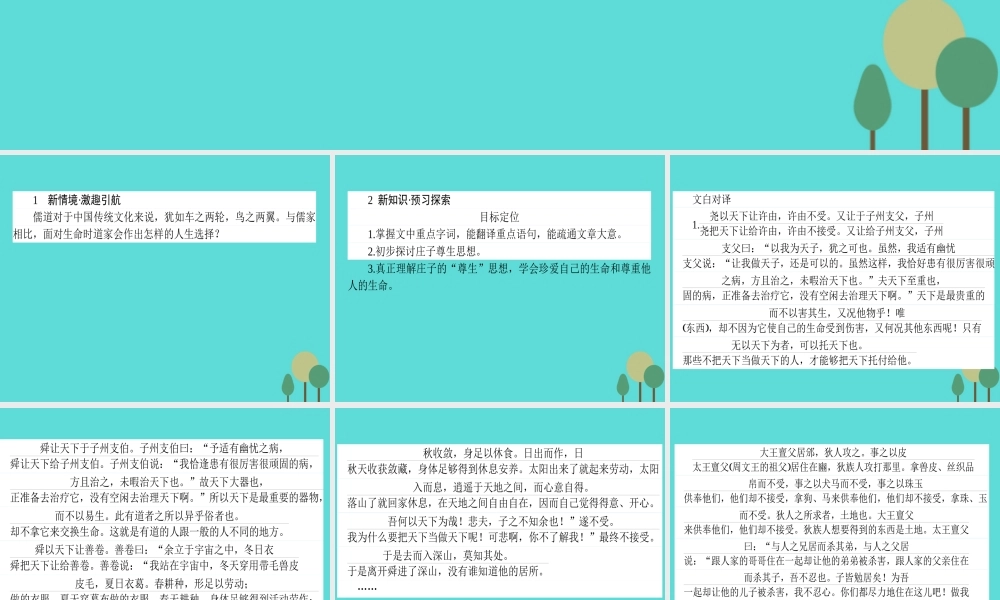 语文第5单元庄子蚜4尊生课件新人教版选修先秦诸子蚜 课件